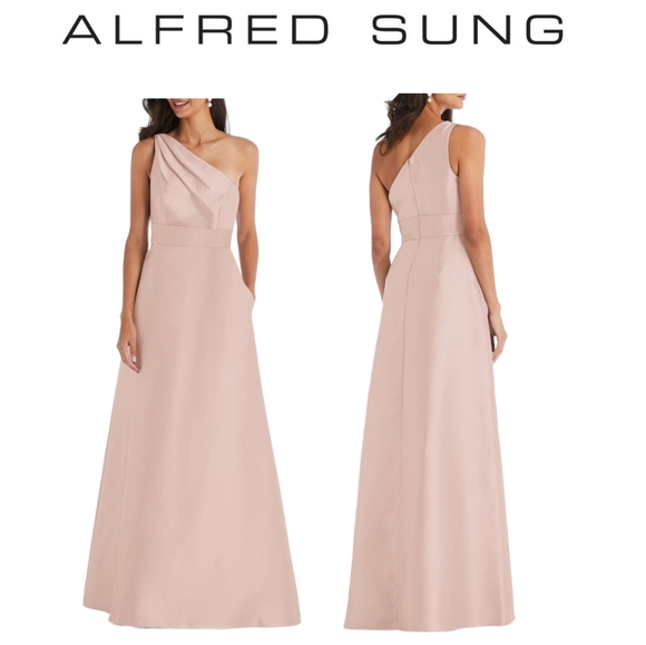 New Alfred Sung One-Shoulder A-Line Gown Size 12